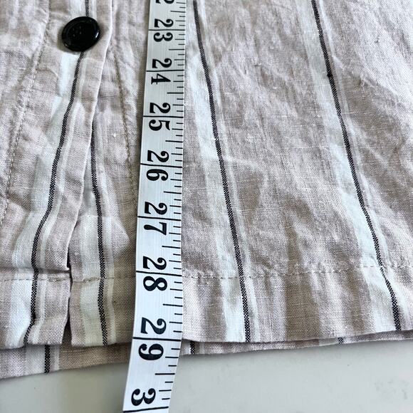Rachel Zoe 100% linen striped  belted button up midi skirt size Small - Picture 6 of 8